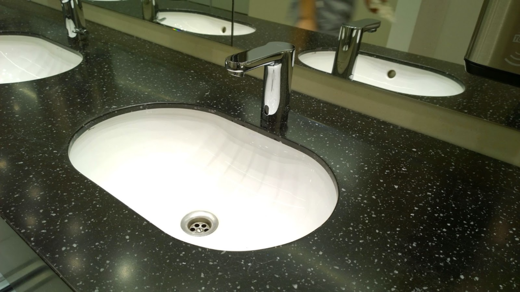 Touch-free faucet in the bathroom
